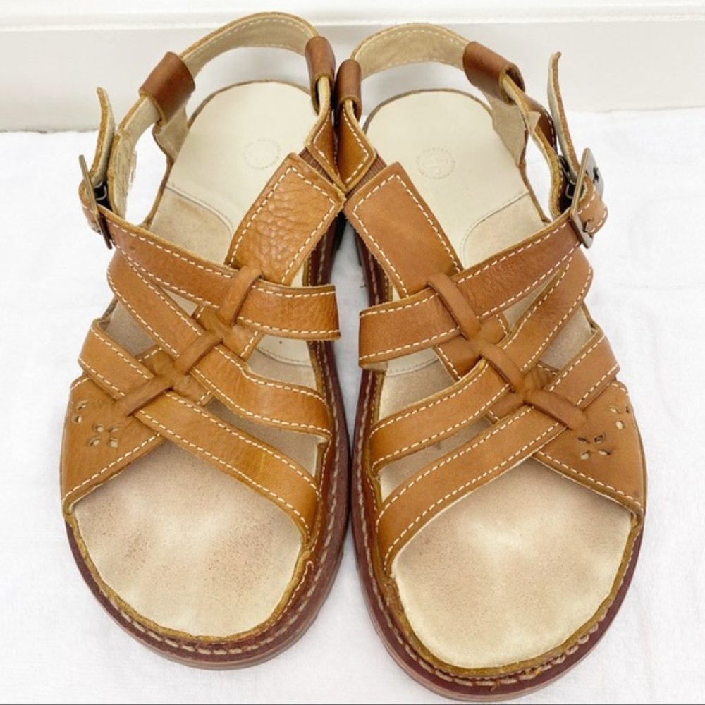 DR. MARTENS Brown Leather Strappy Platform Sandals
